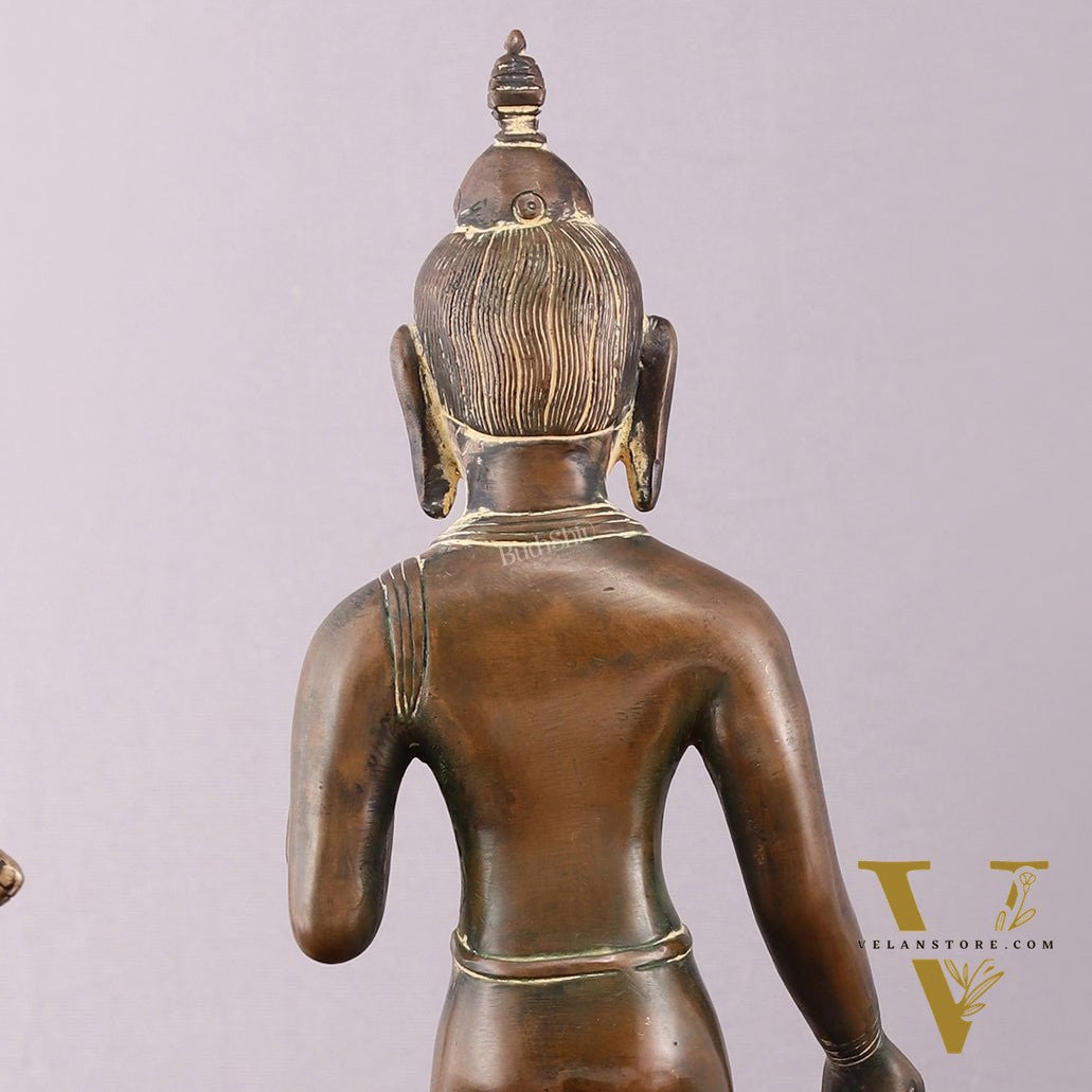 Vintage Brass Standing Buddha Statue – 14.5 inch