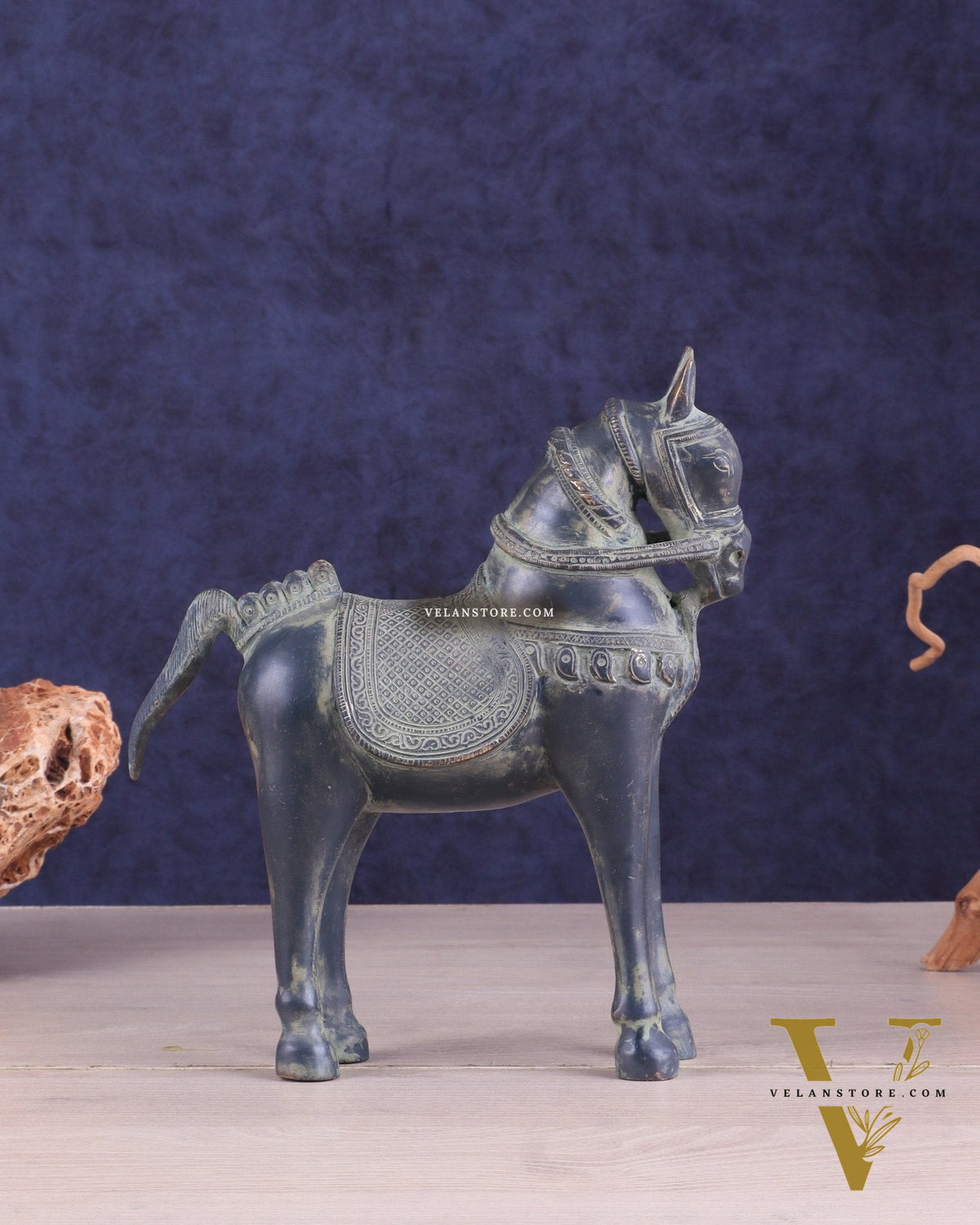 Vintage Brass Standing Horse Statue – Elegant Design 9"
