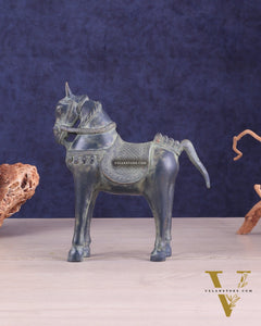 Vintage Brass Standing Horse Statue – Elegant Design 9"
