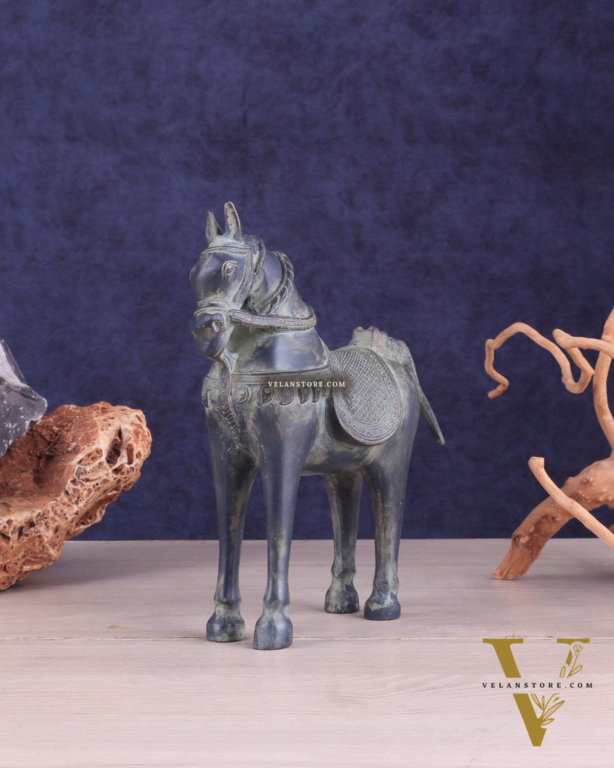 Vintage Brass Standing Horse Statue – Elegant Design 9"