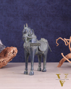 Vintage Brass Standing Horse Statue – Elegant Design 9"