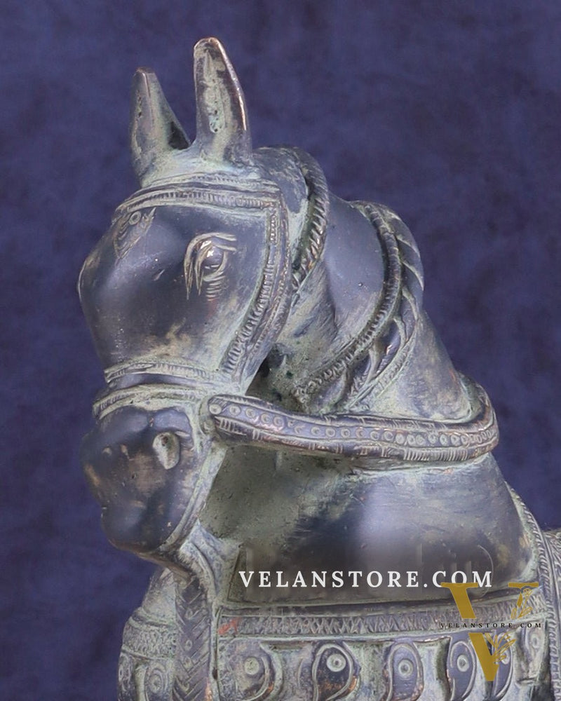 Vintage Brass Standing Horse Statue – Elegant Design 9"