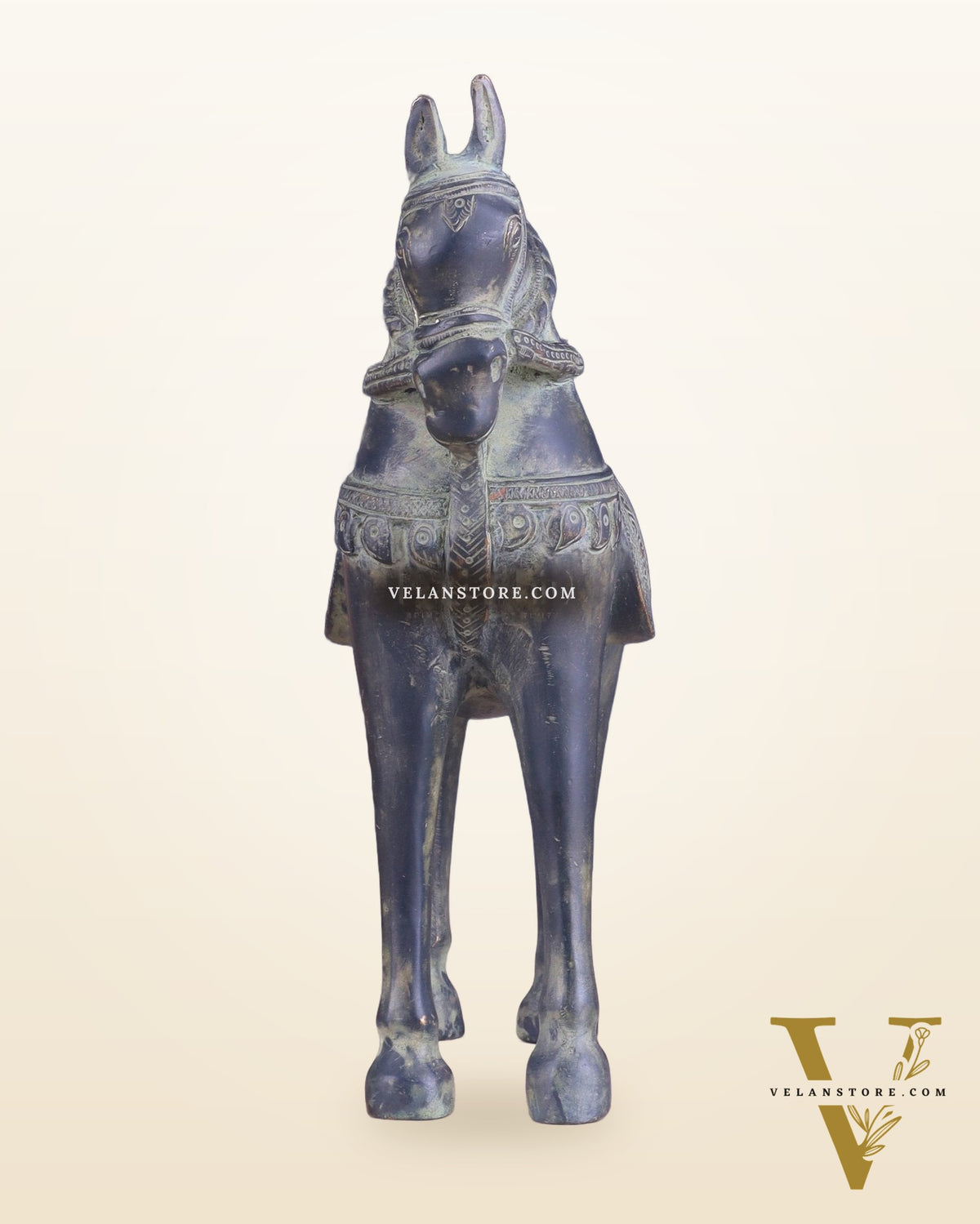 Vintage Brass Standing Horse Statue – Elegant Design 9"
