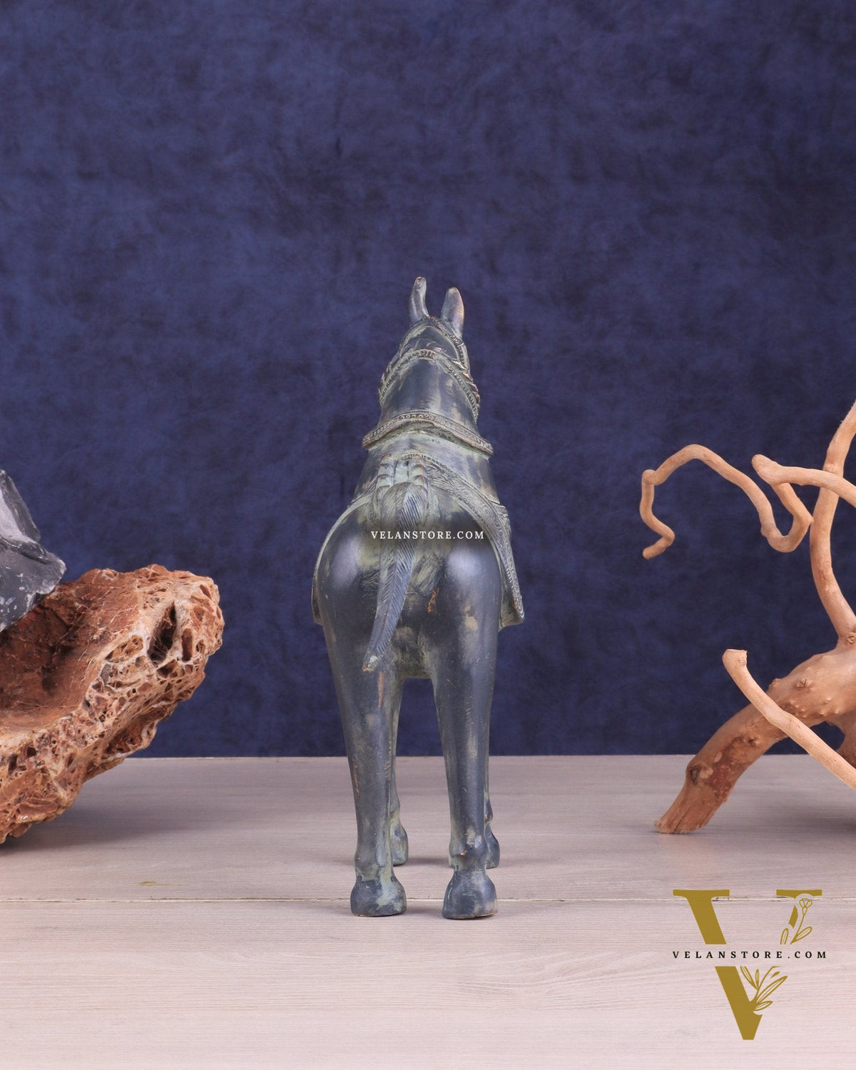 Vintage Brass Standing Horse Statue – Elegant Design 9"