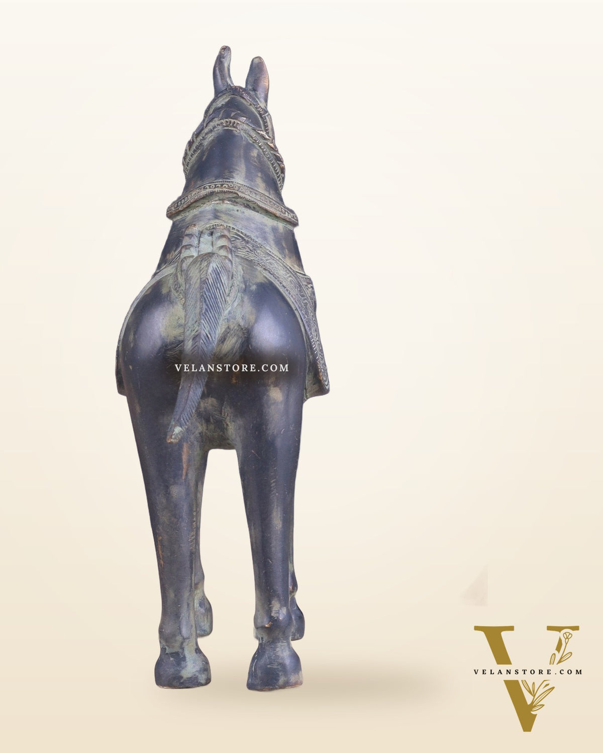 Vintage Brass Standing Horse Statue – Elegant Design 9"