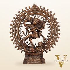 Vintage Brass Superfine Nataraja Statue with Beautiful Dreadlocks - 17" Divine Sculpture