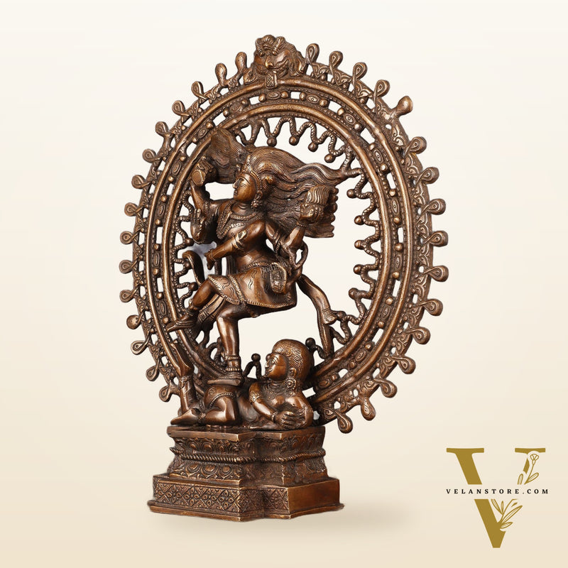 Vintage Brass Superfine Nataraja Statue with Beautiful Dreadlocks - 17" Divine Sculpture
