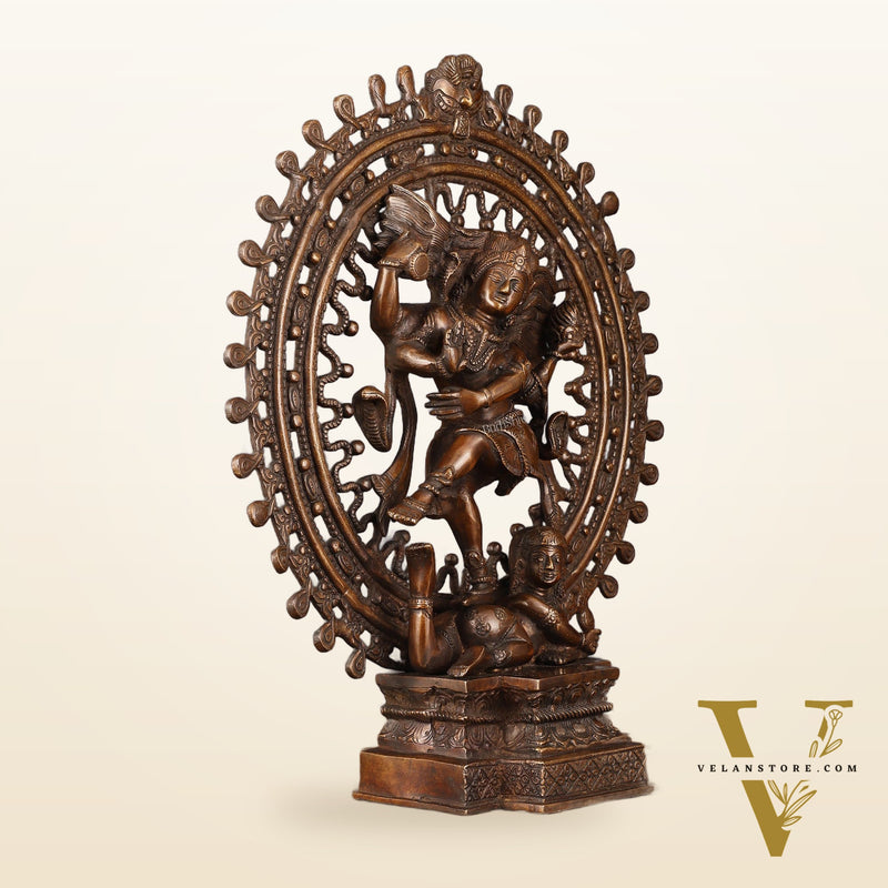 Vintage Brass Superfine Nataraja Statue with Beautiful Dreadlocks - 17" Divine Sculpture