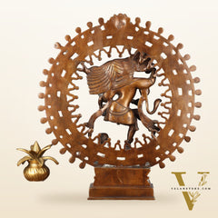Vintage Brass Superfine Nataraja Statue with Beautiful Dreadlocks - 17" Divine Sculpture
