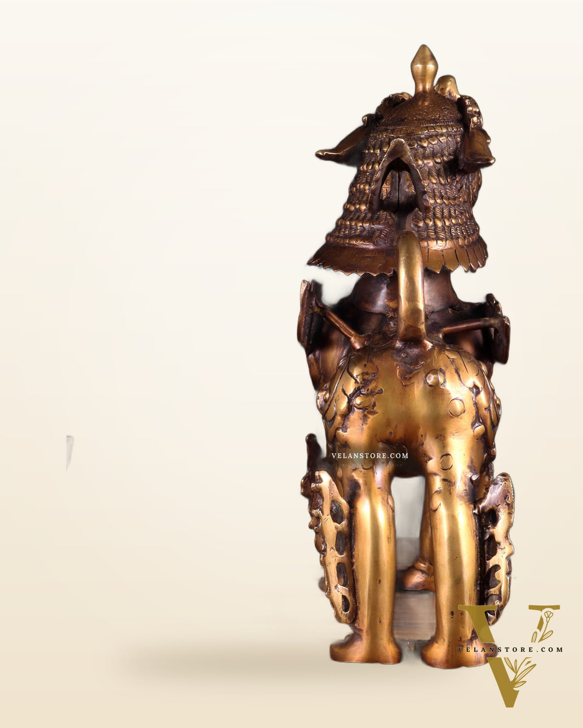 Vintage Brass Tibetan Snow Lion Statue 14.5 inch