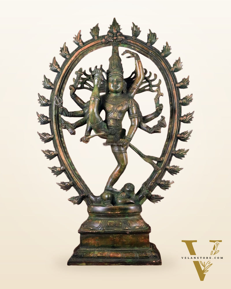 Vintage Brass Urdhava Tandava Nataraja Statue - 24.5 inch