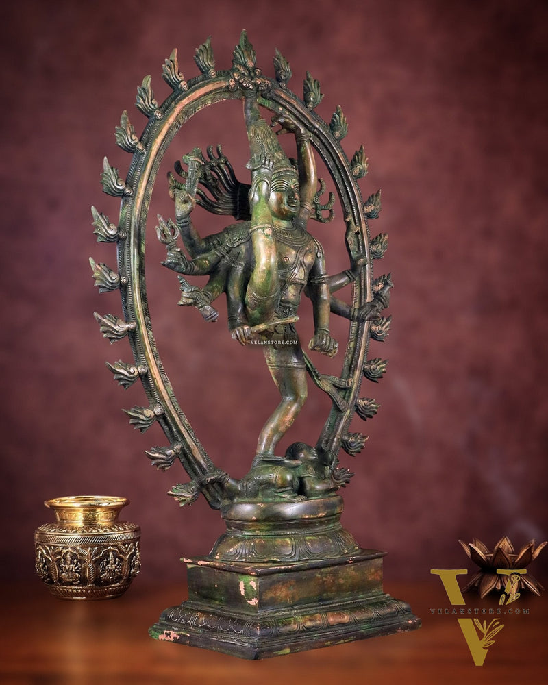Vintage Brass Urdhava Tandava Nataraja Statue - 24.5 inch