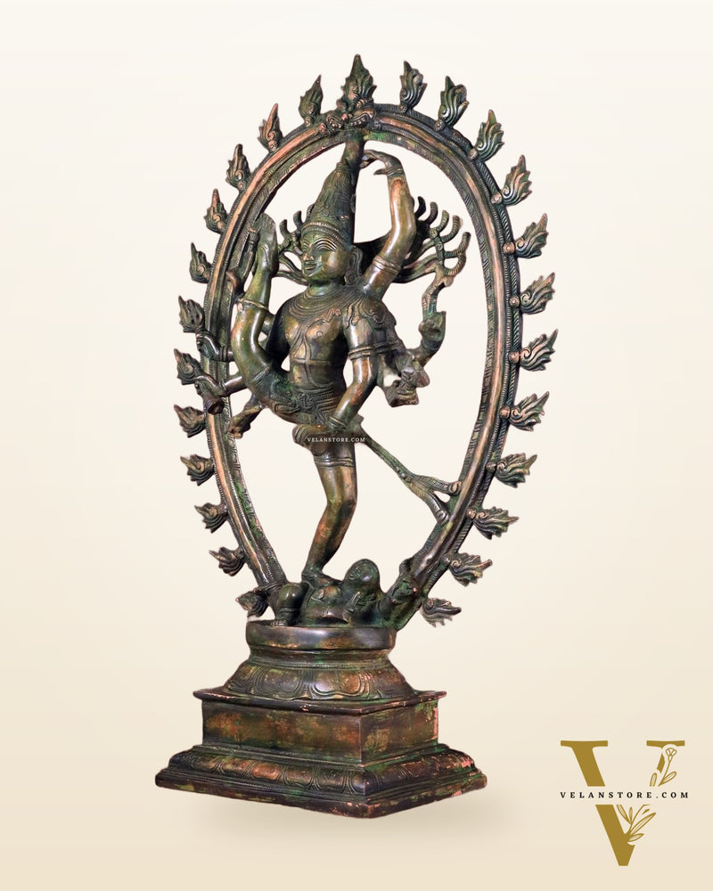 Vintage Brass Urdhava Tandava Nataraja Statue - 24.5 inch