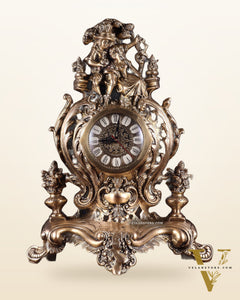 Vintage Brass Victorian Style Table Clock | 19.2 Inch