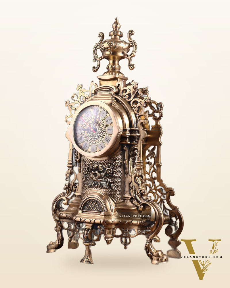 Vintage Brass Victorian Style Table Clock | 23-Inch