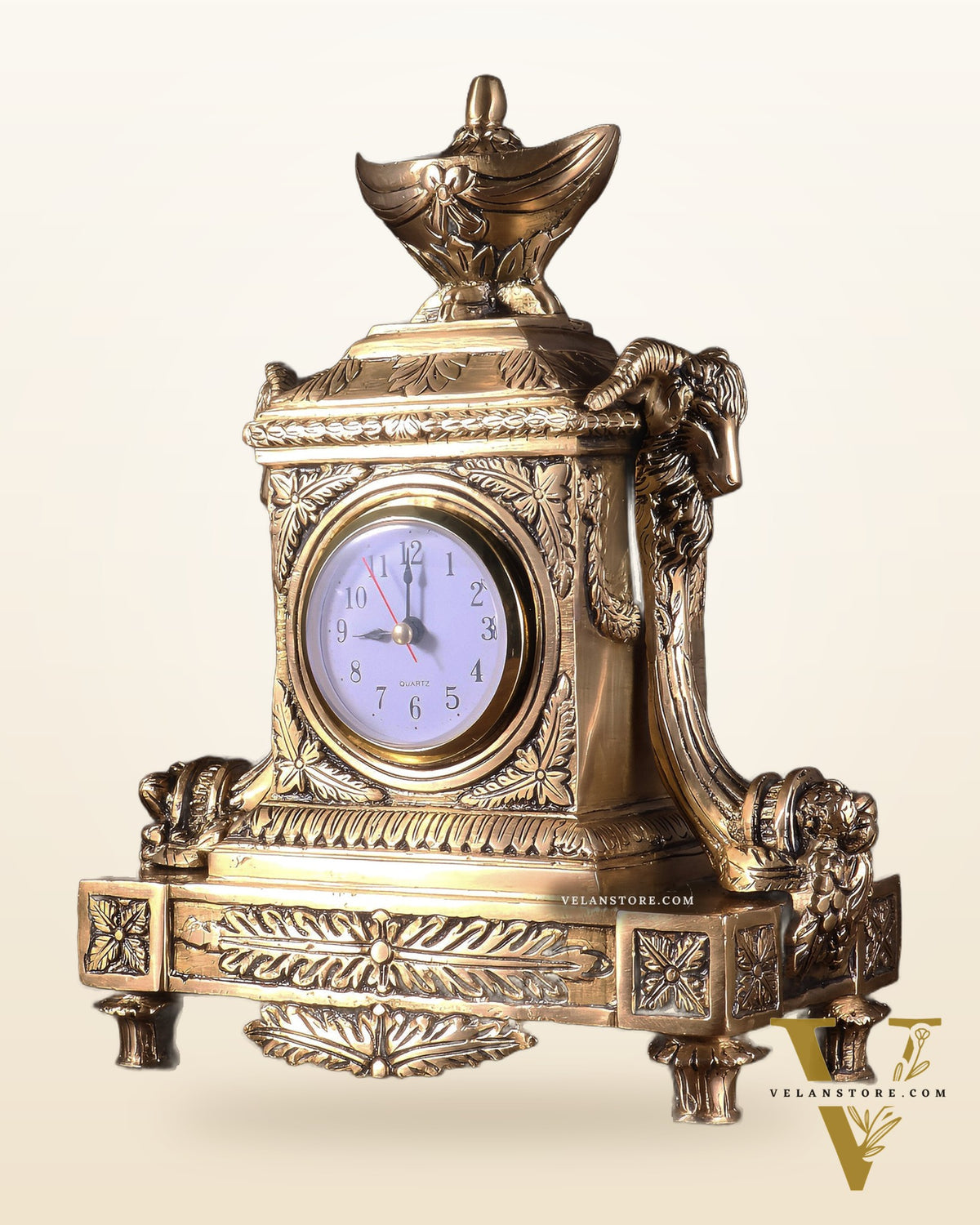 Vintage Brass Victorian Table Clock 10.2 inch