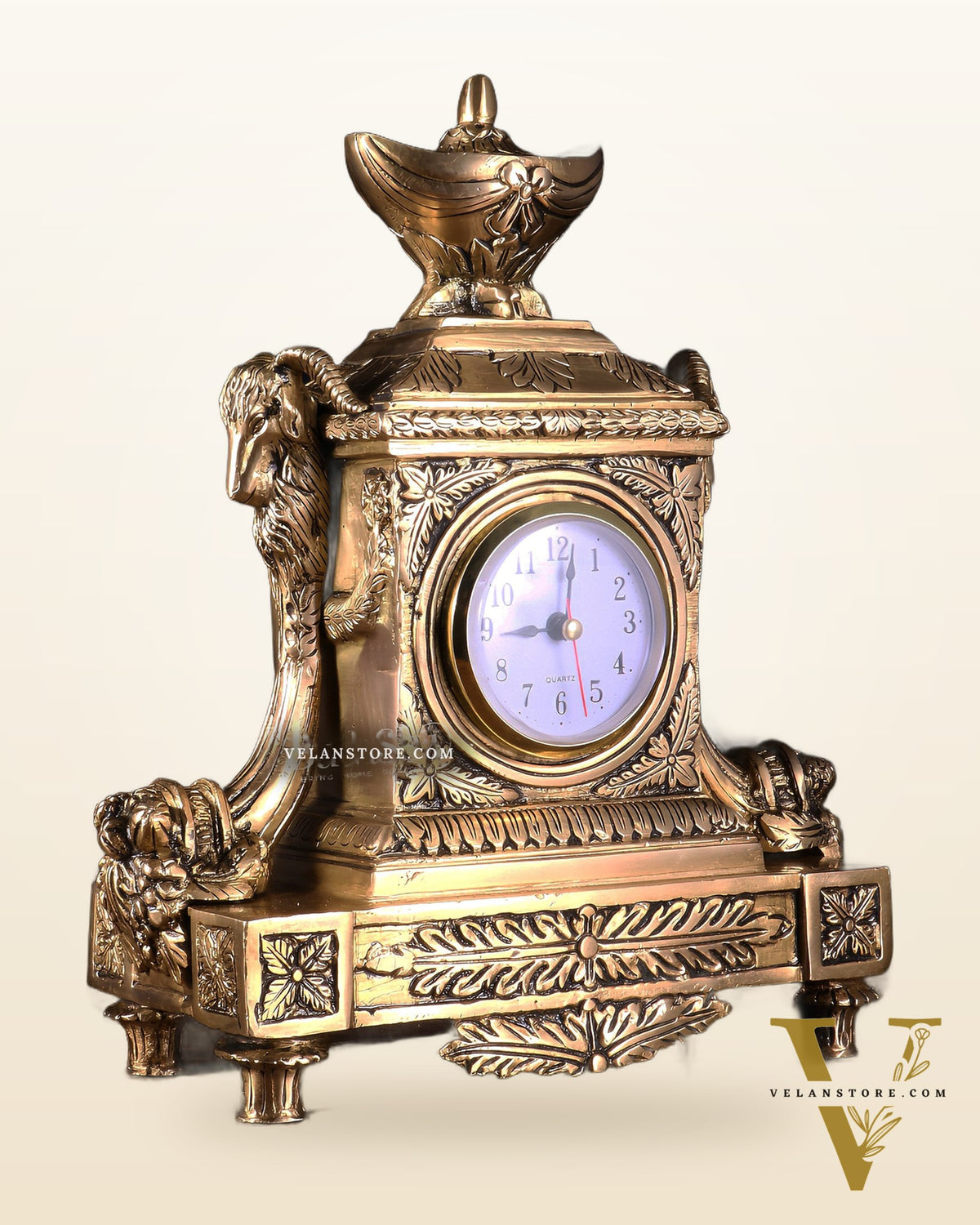 Vintage Brass Victorian Table Clock 10.2 inch