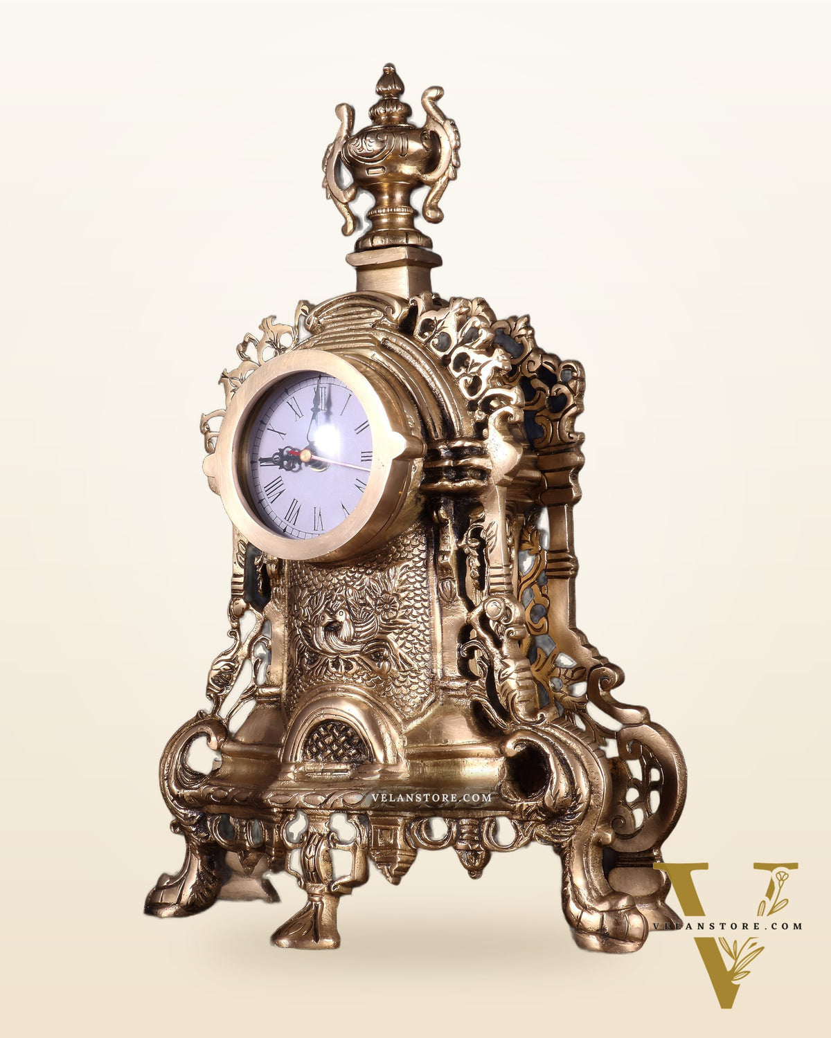 Vintage Brass Victorian Table Clock | 14”