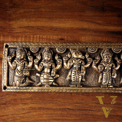 Vintage Brass Vishnu Dashavatar Wall Panel 16 inch wide