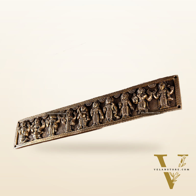 Vintage Brass Vishnu Dashavatar Wall Panel 16 inch wide