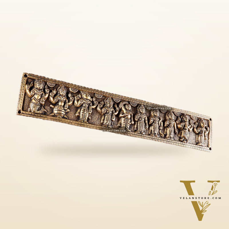 Vintage Brass Vishnu Dashavatar Wall Panel 16 inch wide