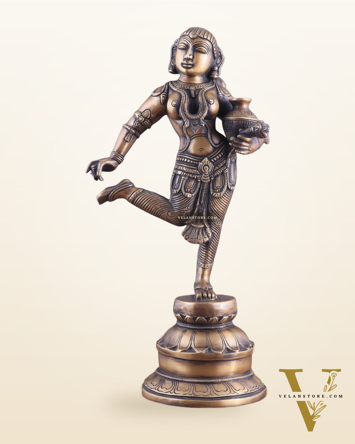 Vintage Brass Vishnu Mohini Avatar Sculpture 16.5"