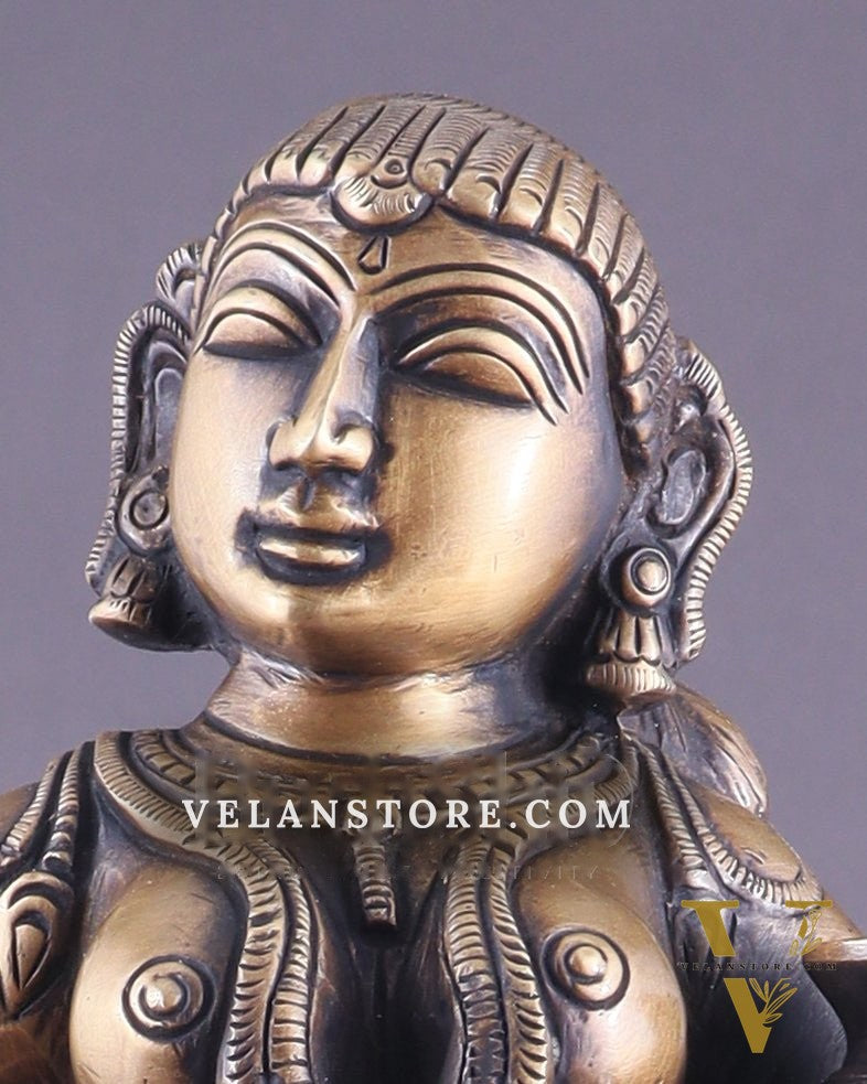 Vintage Brass Vishnu Mohini Avatar Sculpture 16.5"