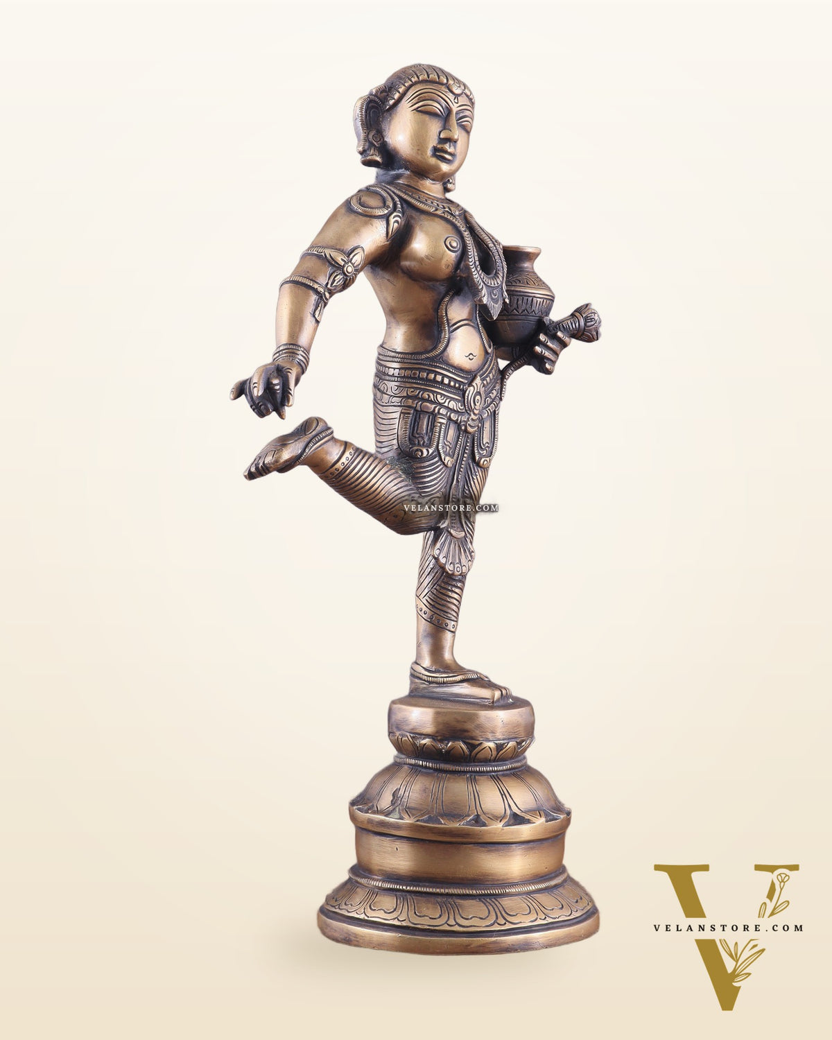 Vintage Brass Vishnu Mohini Avatar Sculpture 16.5"