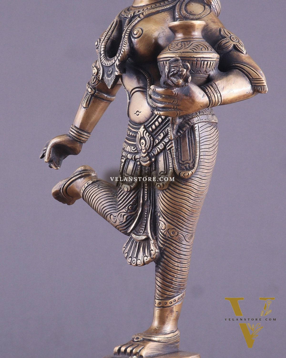 Vintage Brass Vishnu Mohini Avatar Sculpture 16.5"