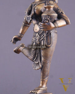Vintage Brass Vishnu Mohini Avatar Sculpture 16.5"