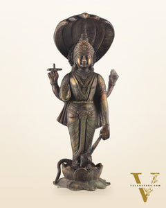 Vintage Brass Vishnu with sheshanaag standing statue 17 inch