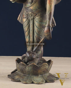 Vintage Brass Vishnu with sheshanaag standing statue 17 inch
