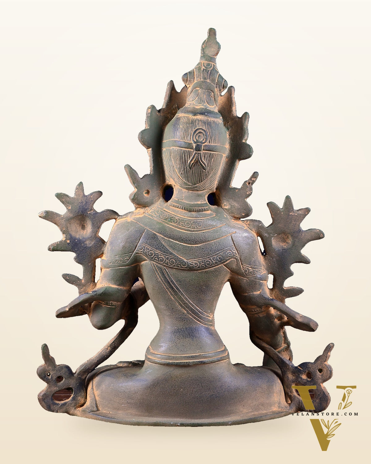 Vintage Brass White Tara Statue – Sandstone Finish 10 inch
