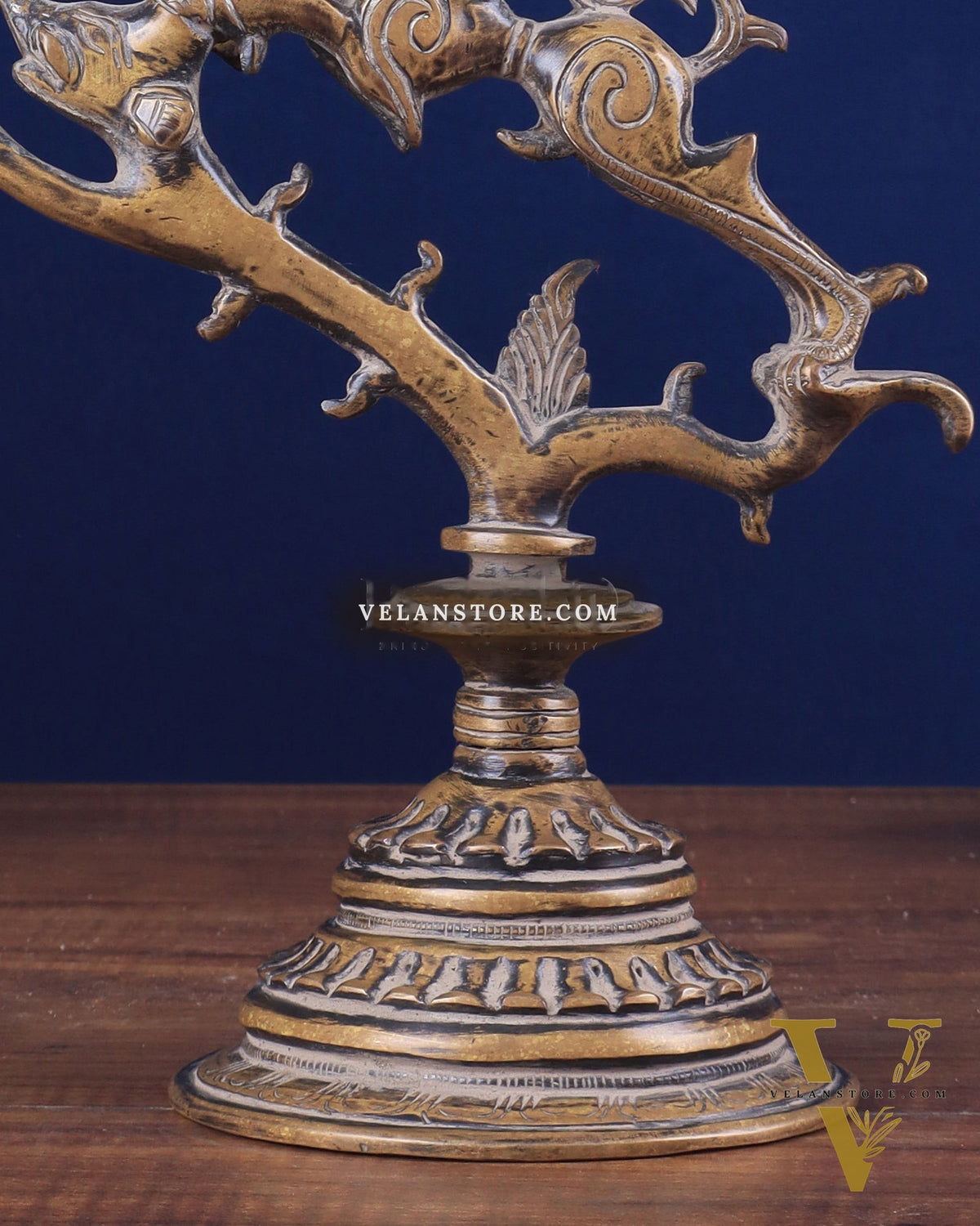 Vintage Brass Yali Candle Holder 9"