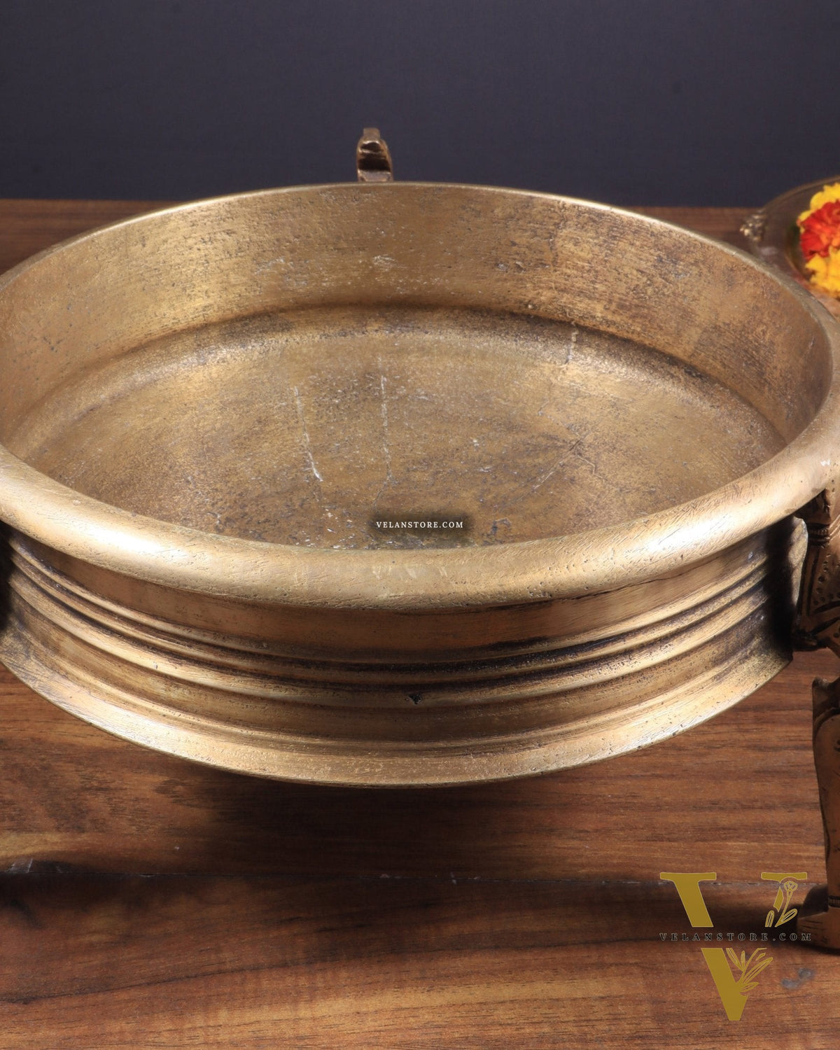 Vintage Brass Yali Design Urli – Crafted from Antique Bowls 14"