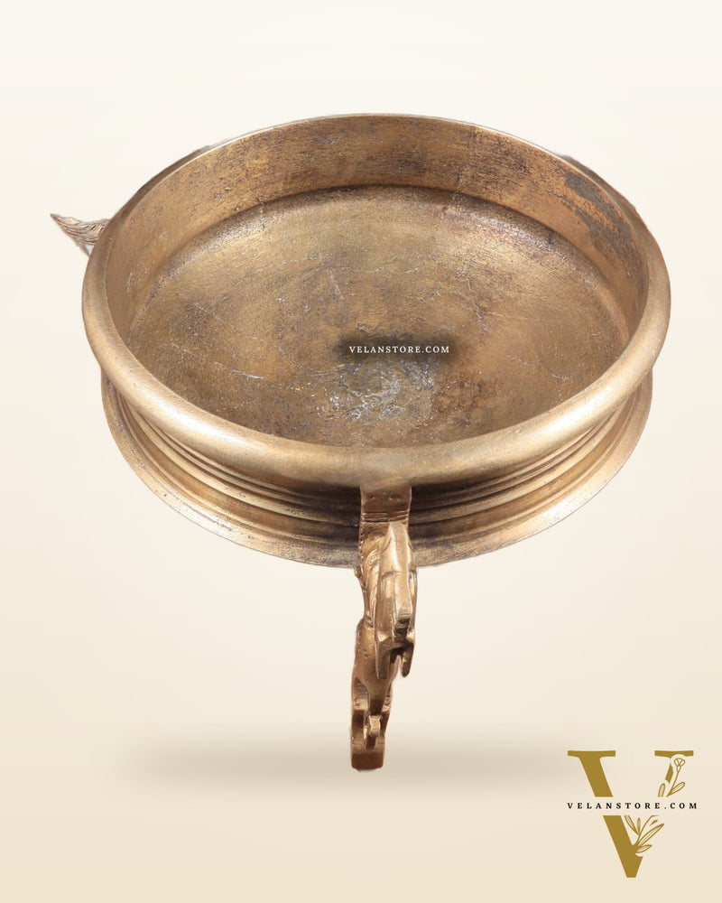 Vintage Brass Yali Design Urli – Crafted from Antique Bowls 14"