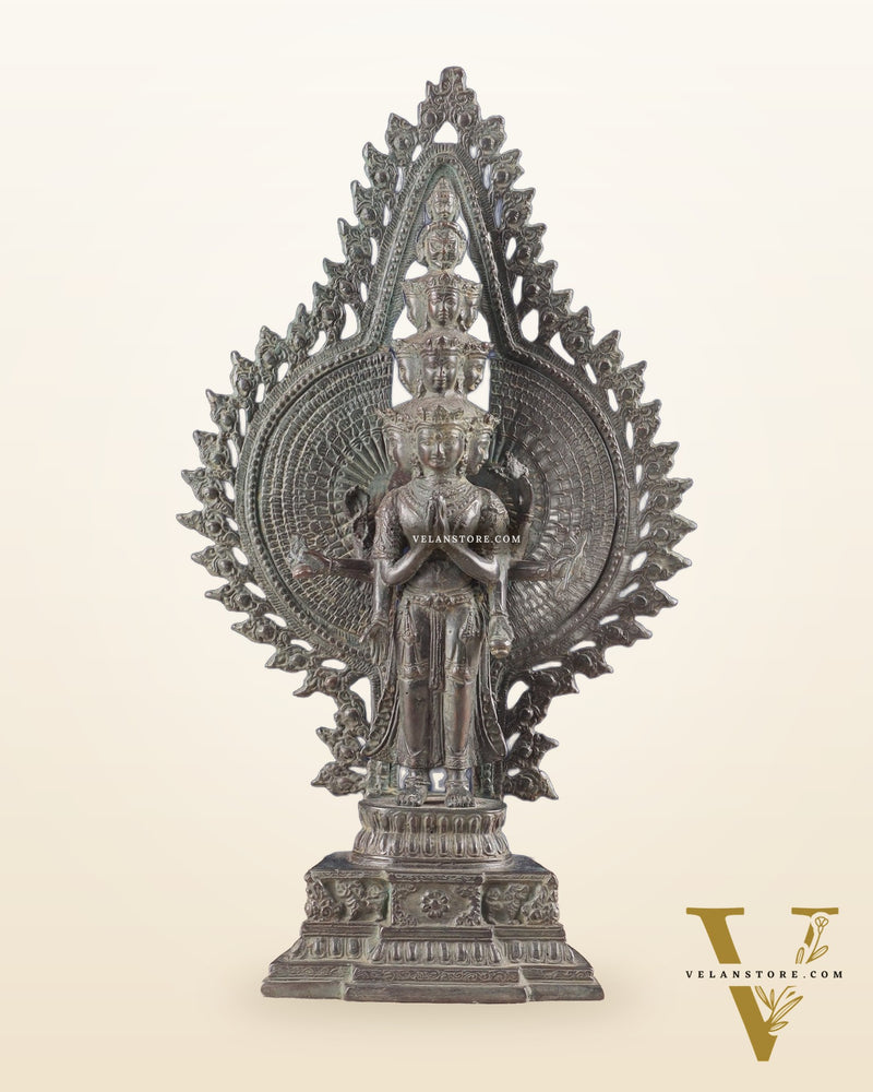Vintage Bronze Avalokiteshvara – Indonesian Handcrafted Sculpture 17"