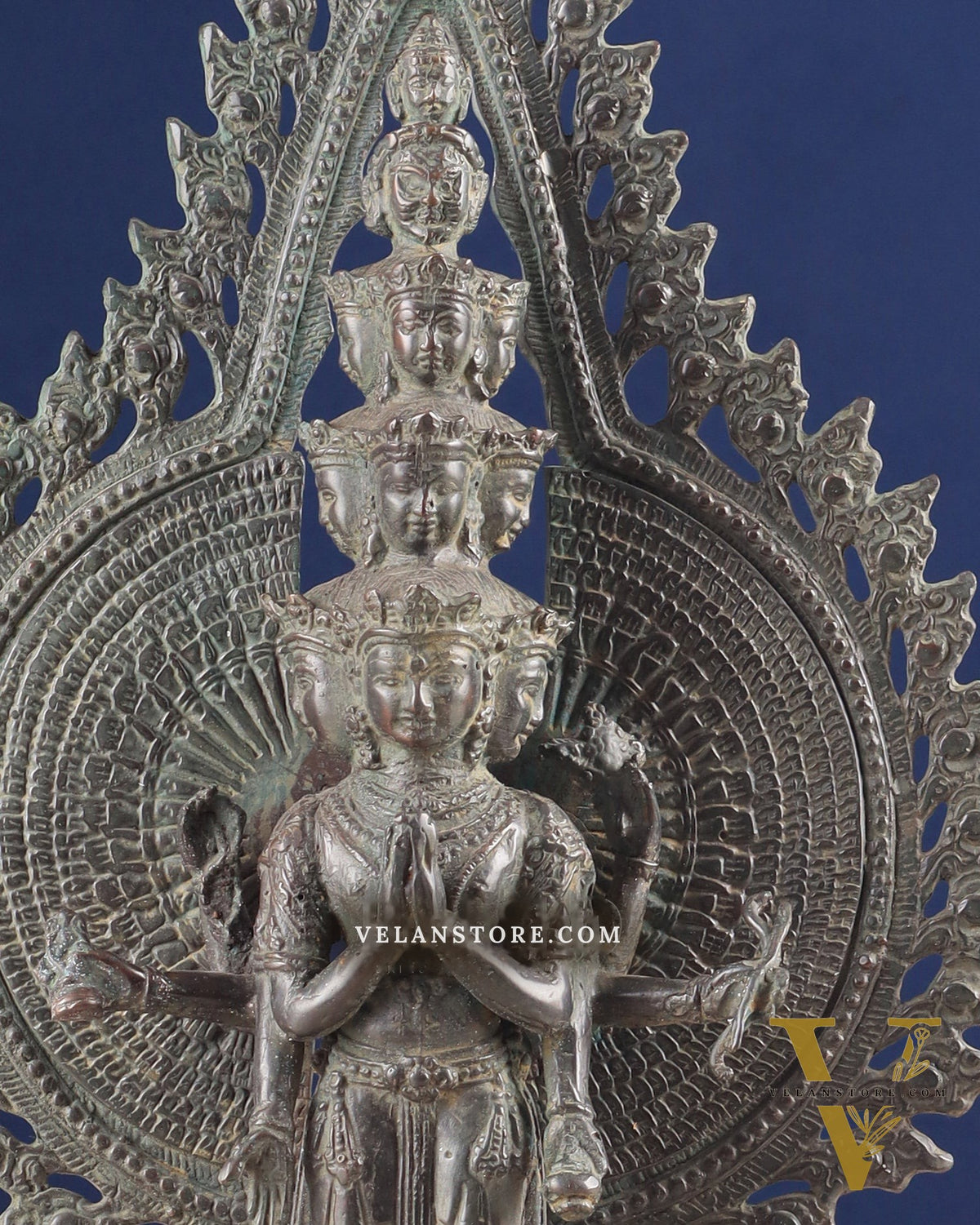 Vintage Bronze Avalokiteshvara – Indonesian Handcrafted Sculpture 17"