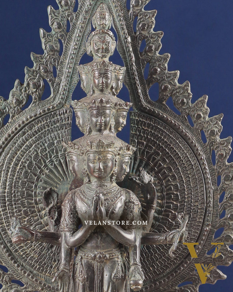Vintage Bronze Avalokiteshvara – Indonesian Handcrafted Sculpture 17"