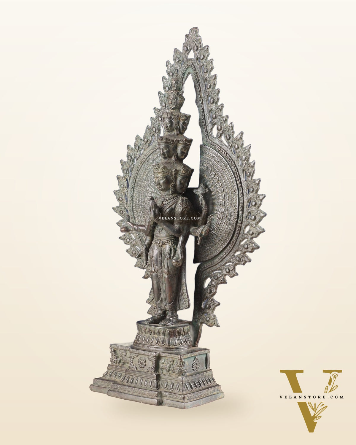 Vintage Bronze Avalokiteshvara – Indonesian Handcrafted Sculpture 17"