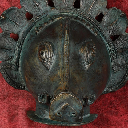 Vintage Bronze Varaha swamy Face Wall Hanging Mask - Lost Wax 13"