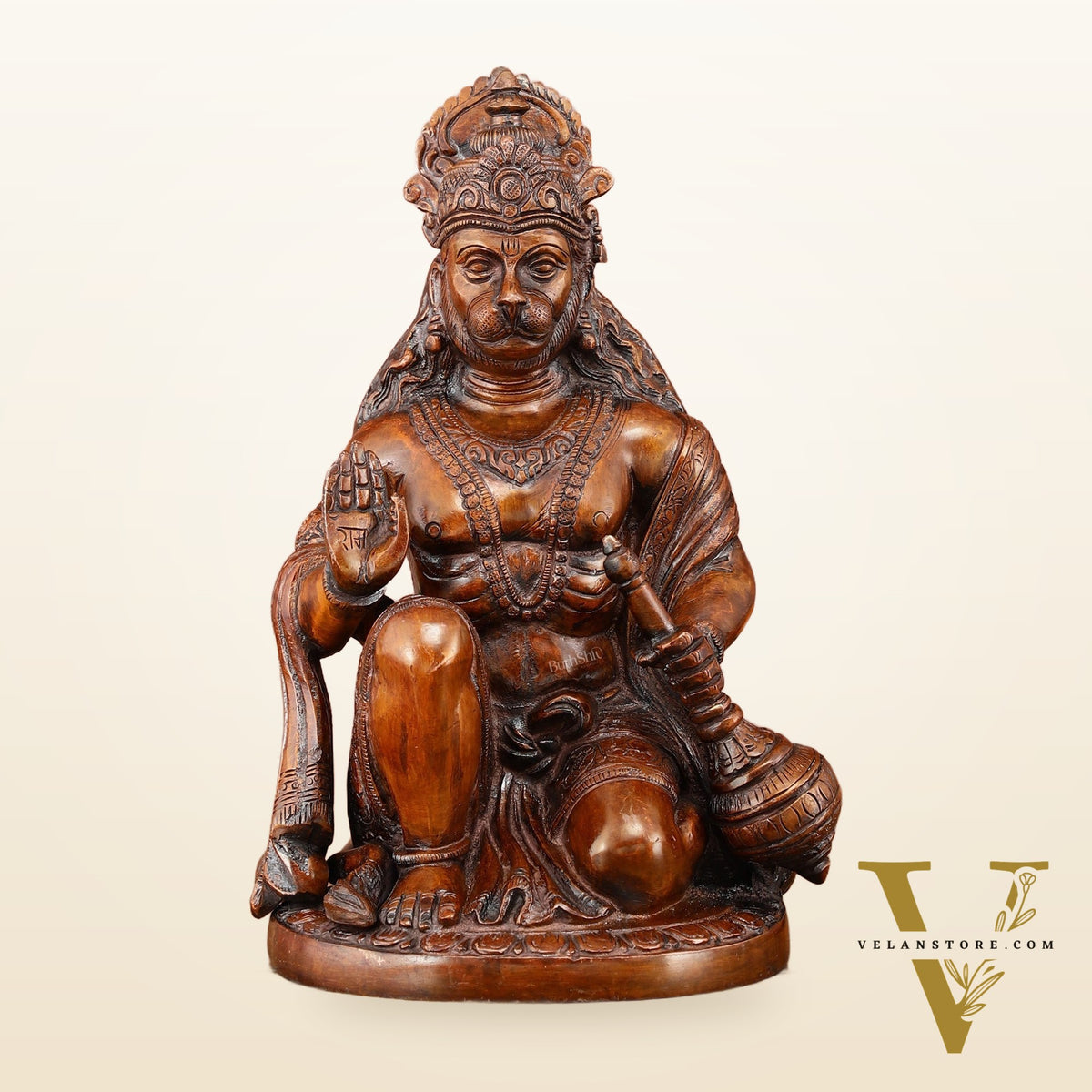 Vintage Brown Brass Hanuman Idol | 9 Inch