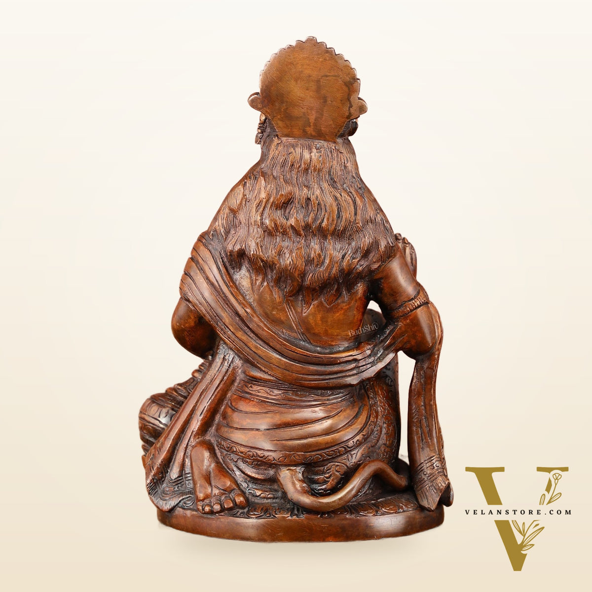 Vintage Brown Brass Hanuman Idol | 9 Inch