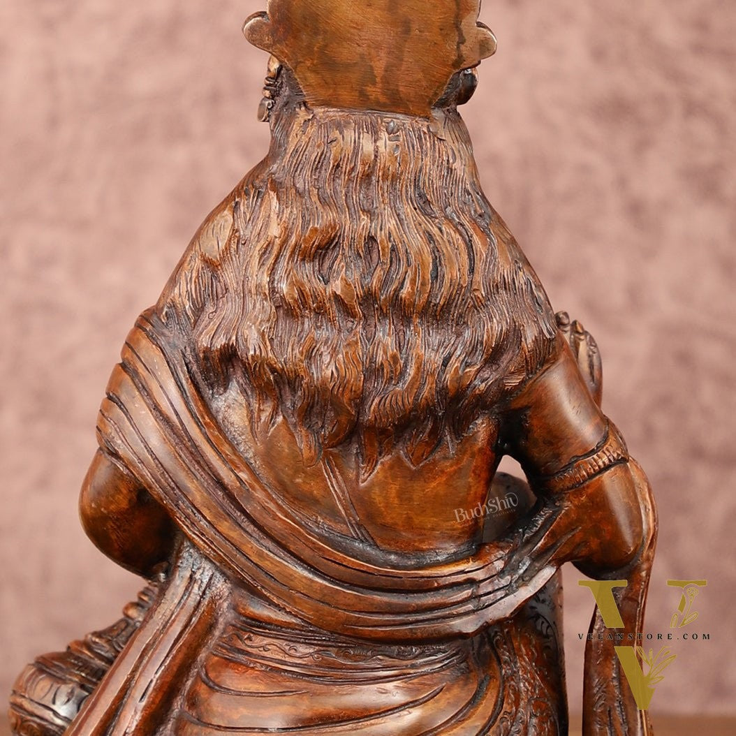 Vintage Brown Brass Hanuman Idol | 9 Inch