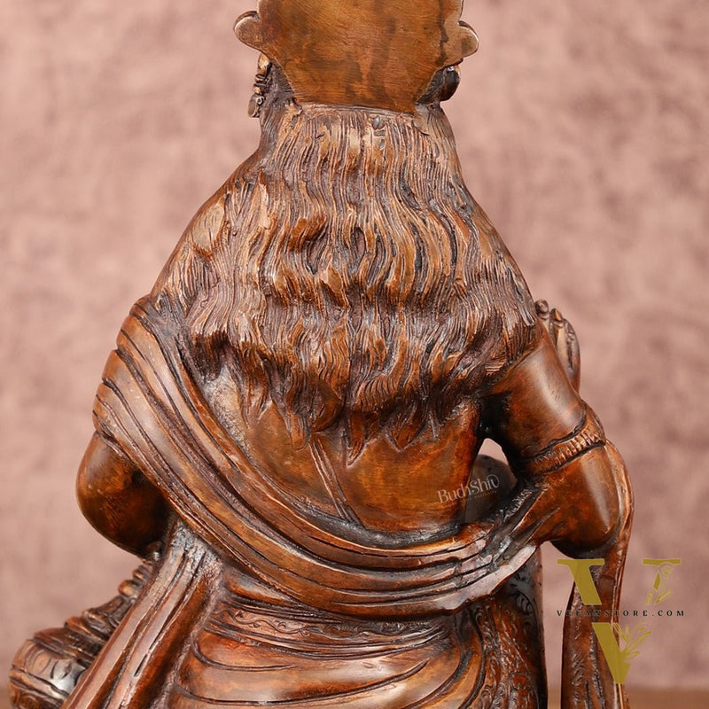 Vintage Brown Brass Hanuman Idol | 9 Inch
