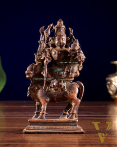 Vintage Copper Shiva Parvati on Nandi Pradosh Idol Natural antique patina