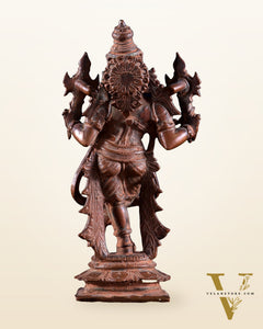 Vintage Copper Vishnu roopam Charbhuja Krishna Idol | 6" Natural Antique patina