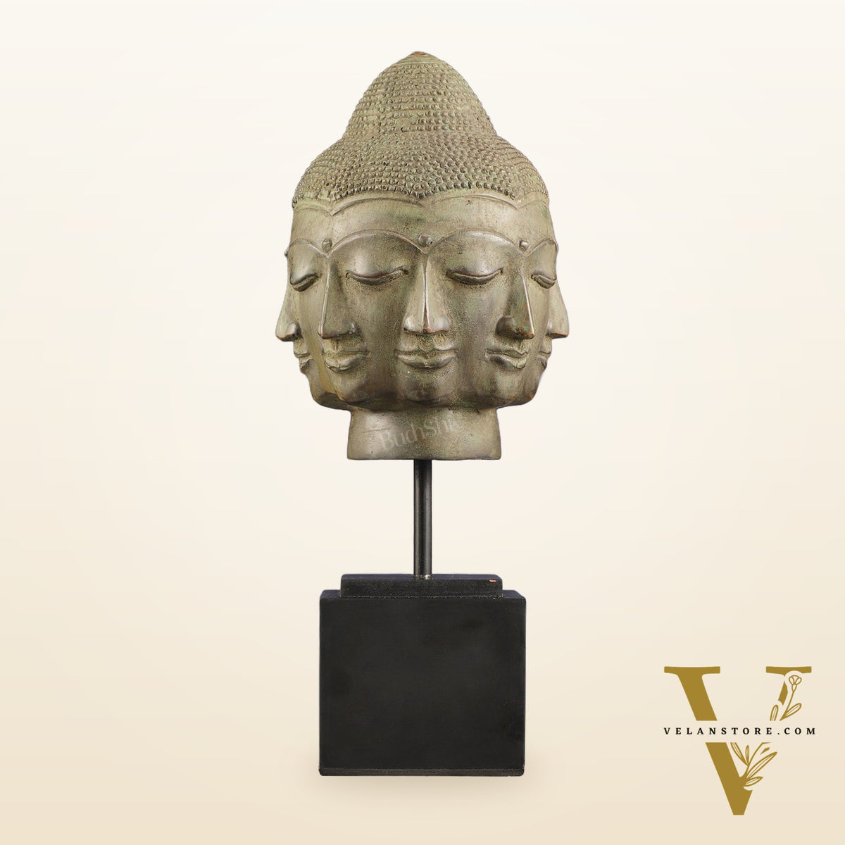 Vintage Indonesian Bronze Buddha Bust Table Accent 14.5 inch
