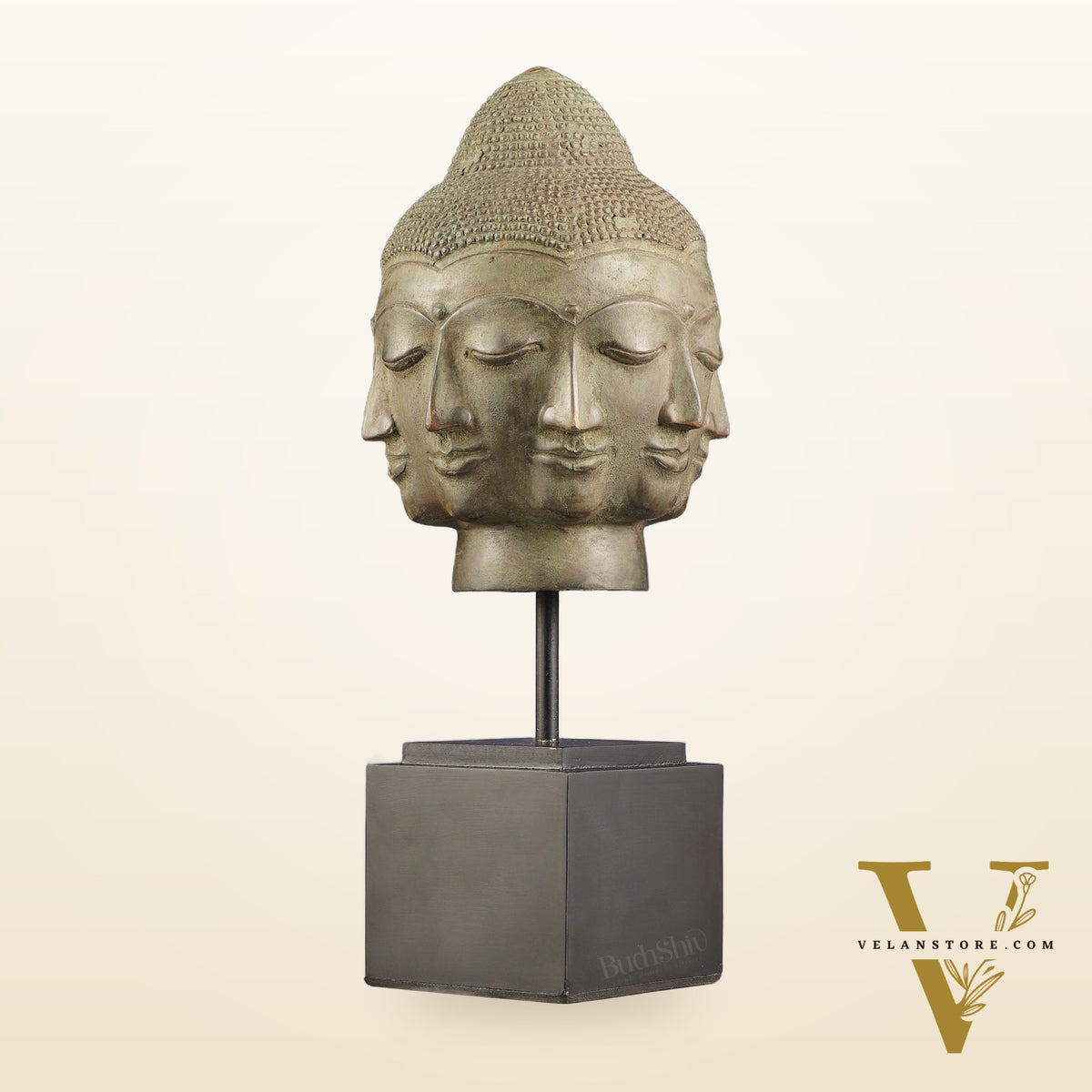 Vintage Indonesian Bronze Buddha Bust Table Accent 14.5 inch