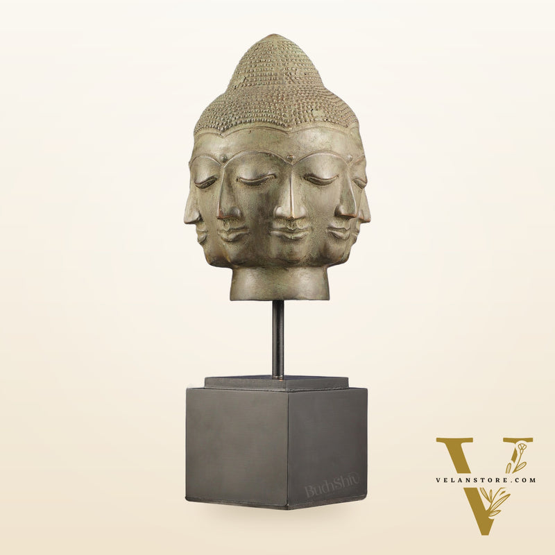 Vintage Indonesian Bronze Buddha Bust Table Accent 14.5 inch